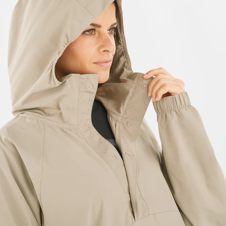 Beige Salomon Outlife Ripstop Half Zip Women's Windbreaker | IE FK5049